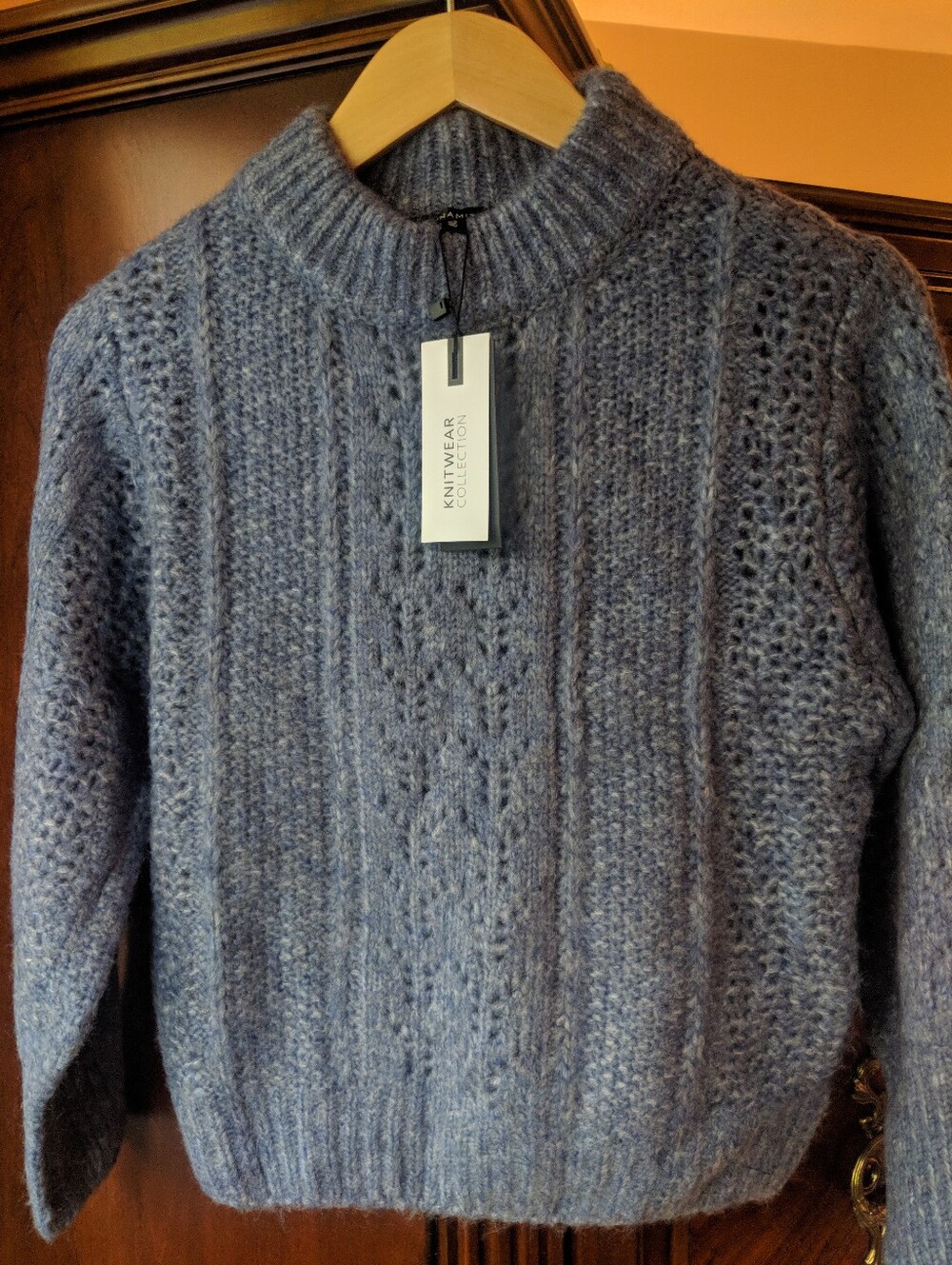 Dynamite Cable Knit Sweater - Dusty Blue